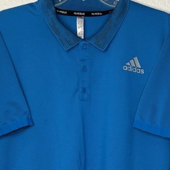 Adidas Prime blue Polo Shirt Ribbed Men’s Sz XL Aqua Blue - Picture 2 of 13